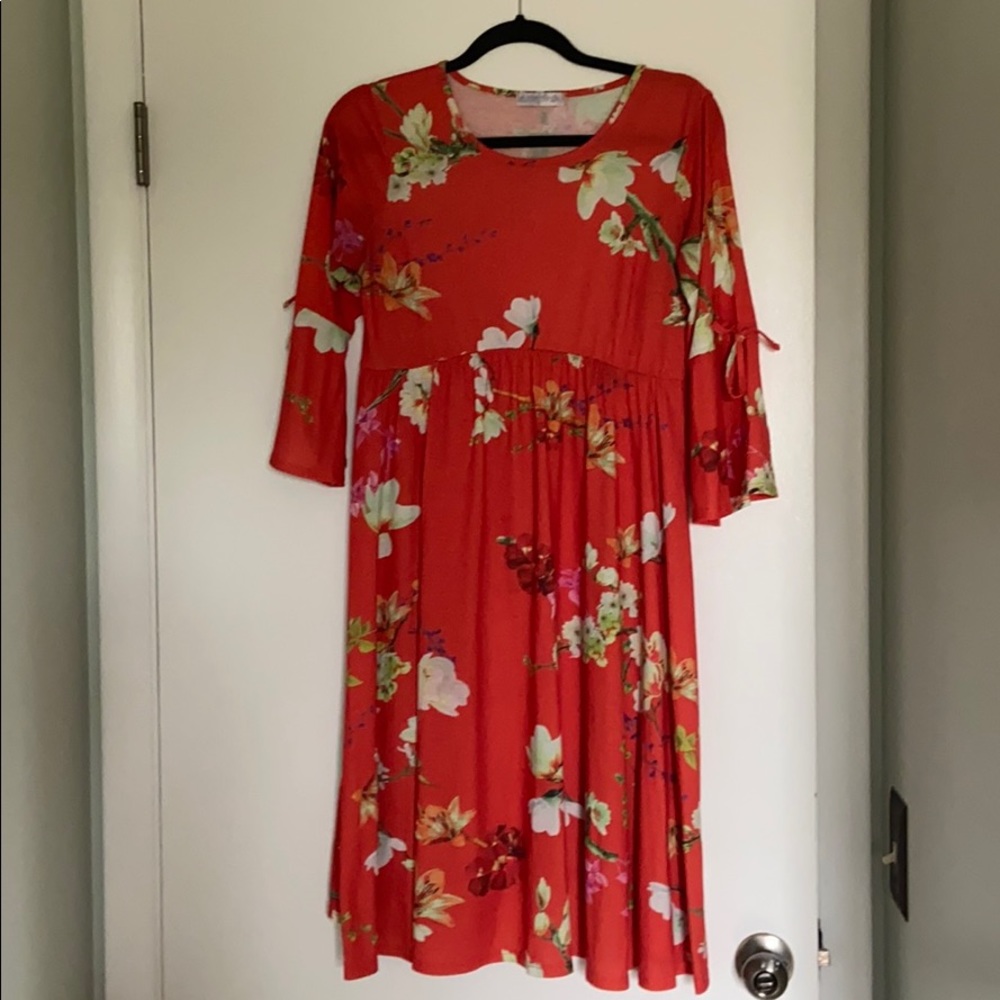 Bluebelle Maternity bell sleeve floral dress